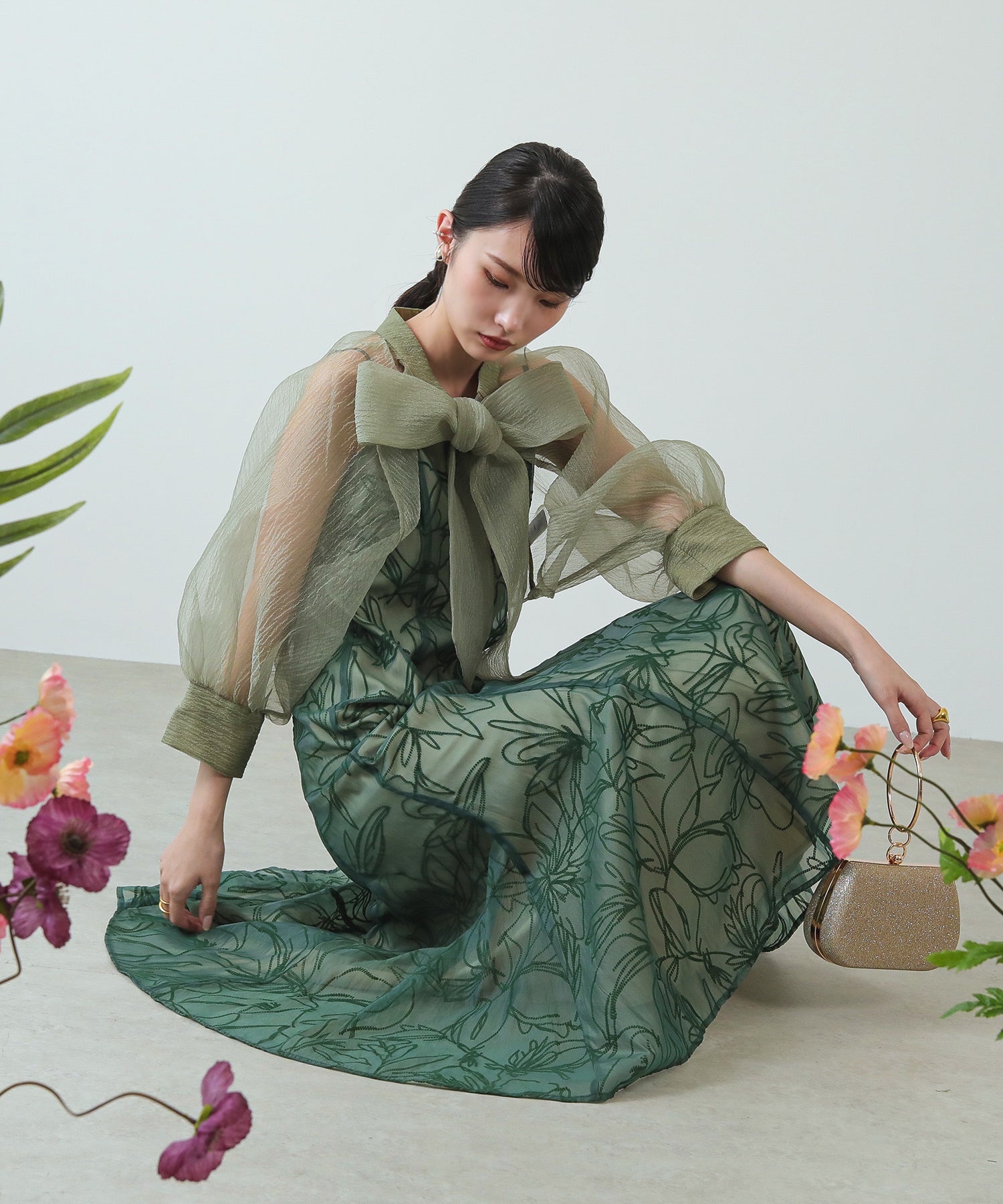 リボン ボレロ キャミワンピース オケージョン 結婚式ドレス