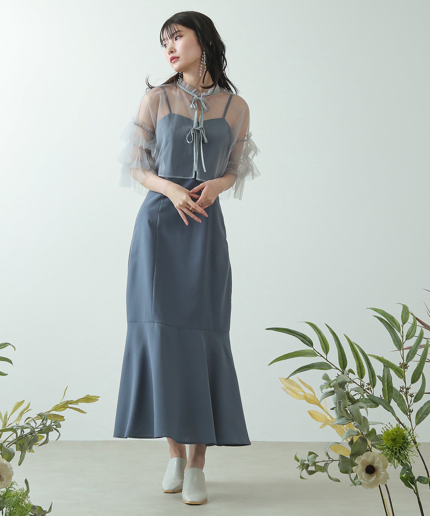 チュール ティアード ボレロ 3way キャミワンピース ドレス