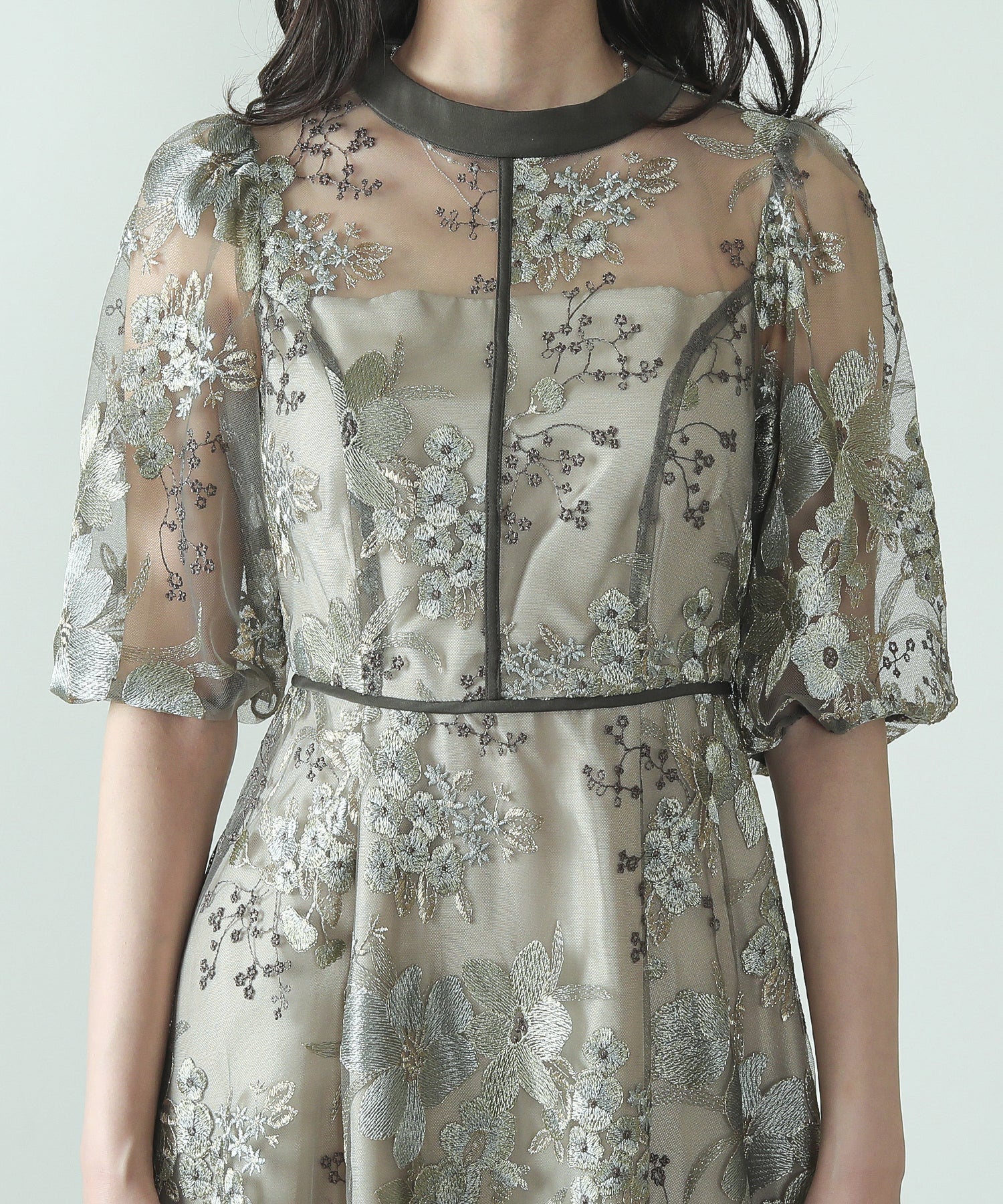 シック フラワー刺繍 ドレス 結婚式 お呼ばれ オケージョン