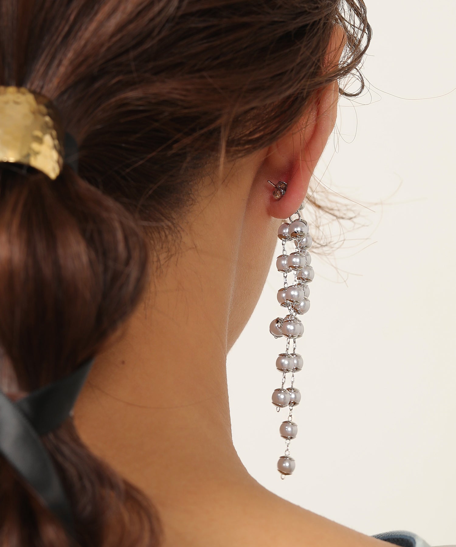 MAAYA loulou シルバー パール ロングピアス パールロングピアス