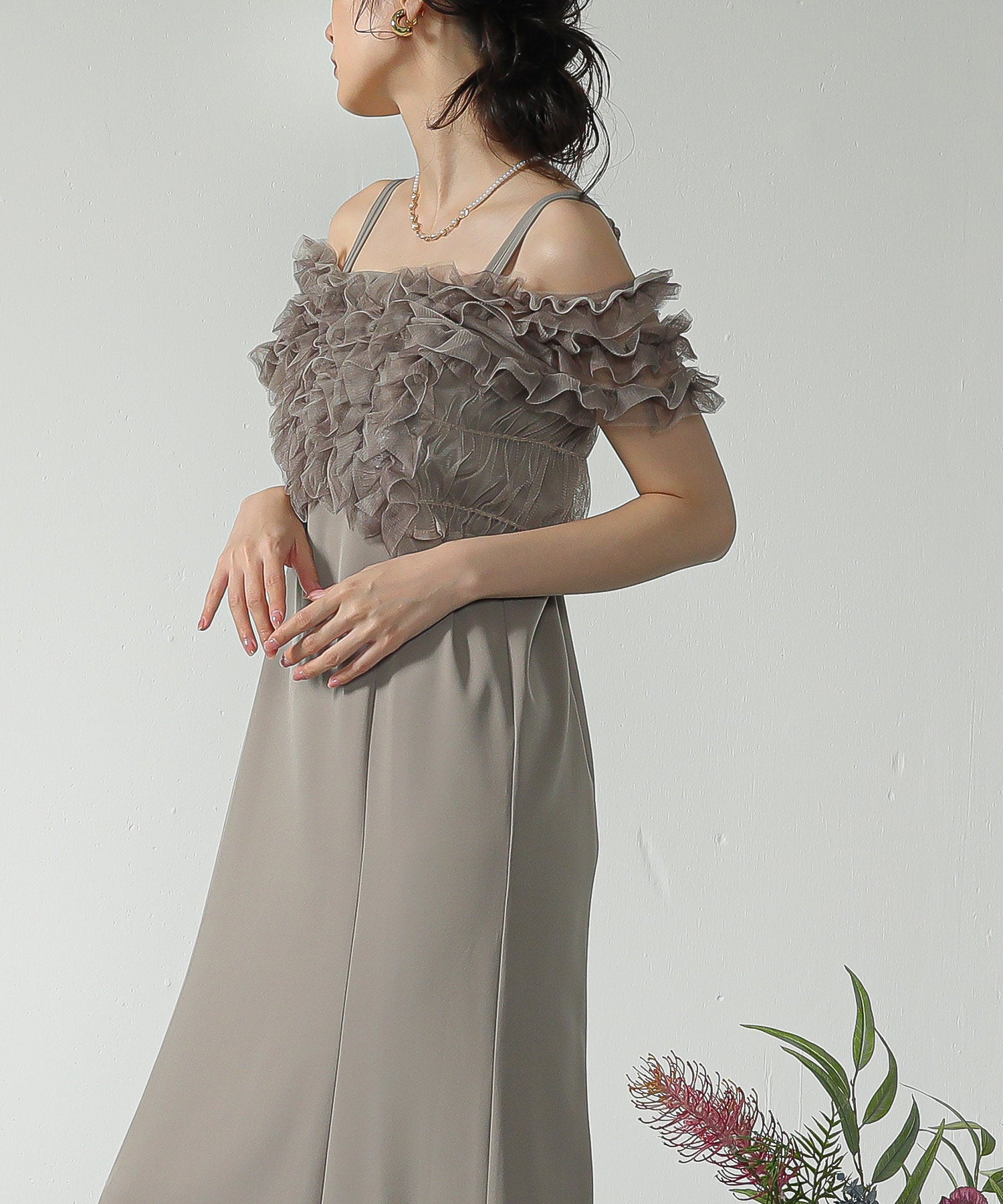 チュール フリル ベスト シアー トップス ワンピース 3点セット