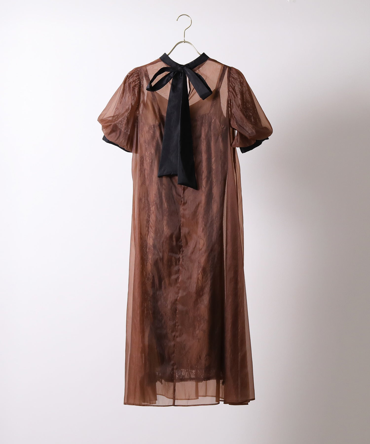 Aライン シアー オーバー ワンピース パーティードレス