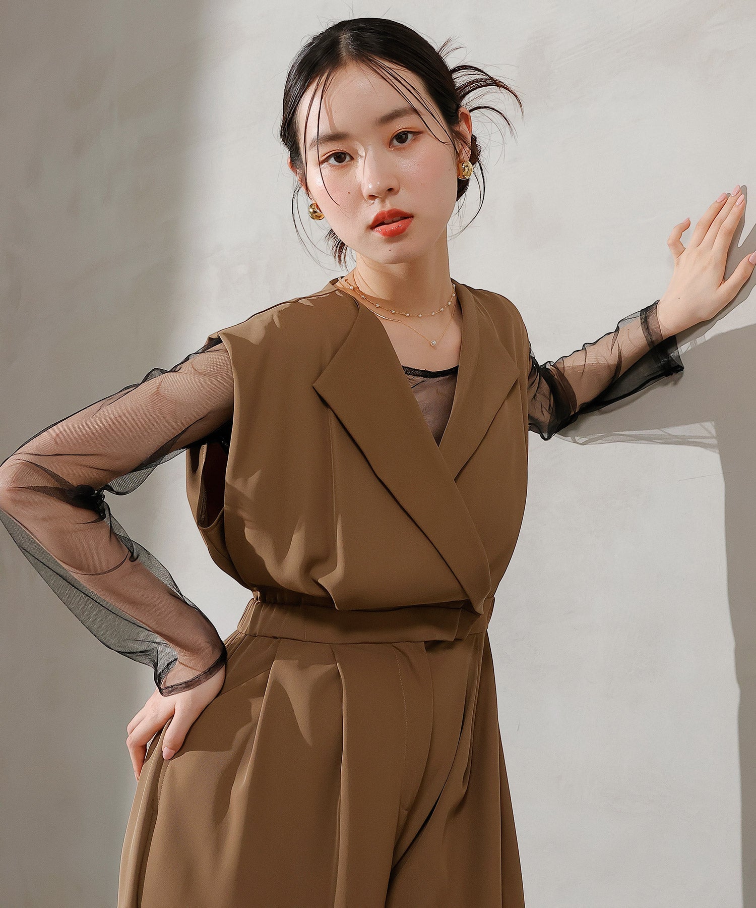 オールインワン パンツドレス シアートップス