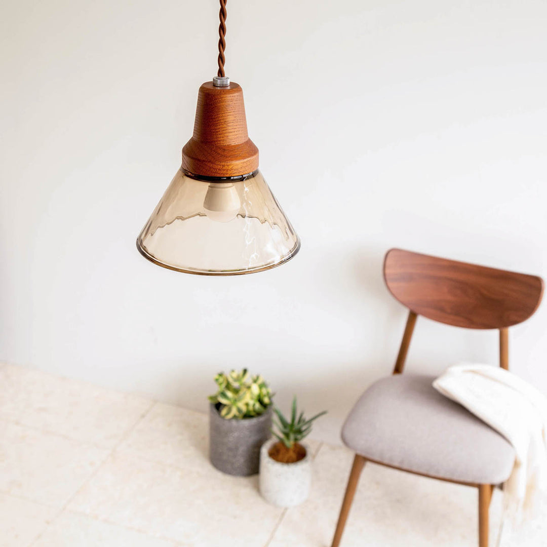 Glass × Wood 木とガラスの ベル ペンダントライト – KANADEMONO