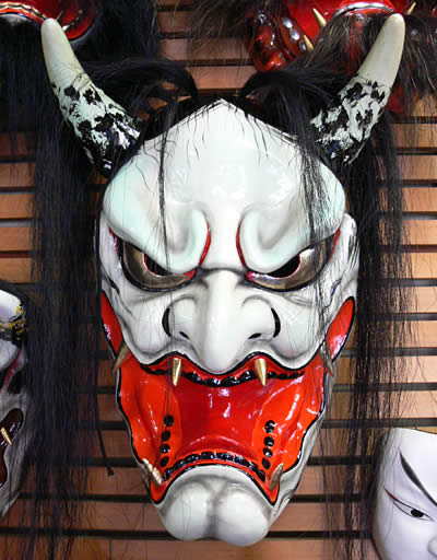 能面 赤般若 木彫り 面 鬼面 伝統芸能 神楽面 お面 柿田web◇創作