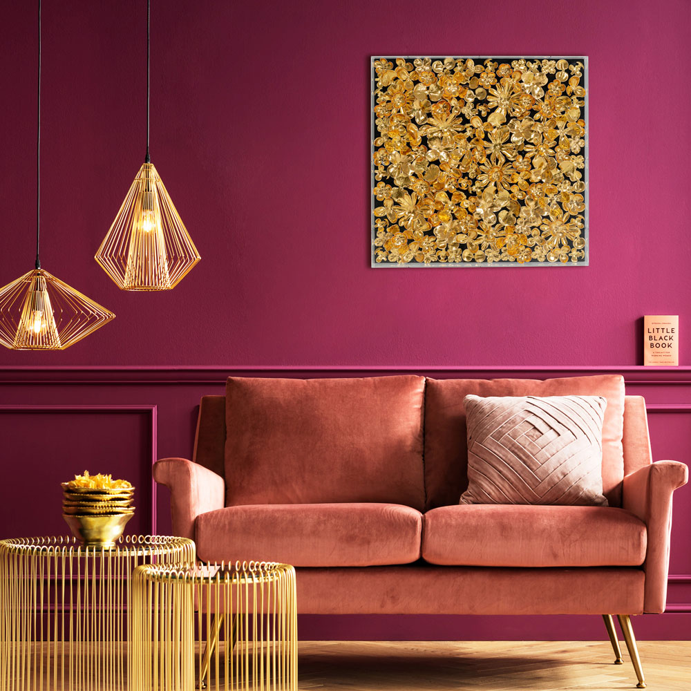 ゴールドフラワー デコフレーム 60×60cm ｜【KARE】ドイツの家具