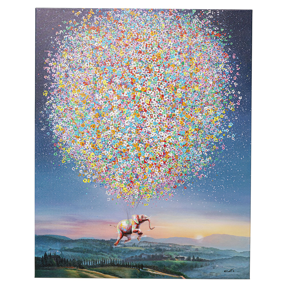 フライングエレファント アットナイト 80x100cm キャンバスピクチャー