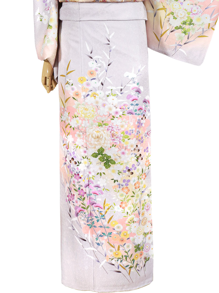 藤色に菊と四季花の訪問着（袷） | 宅配着物レンタルの京都かしきもの