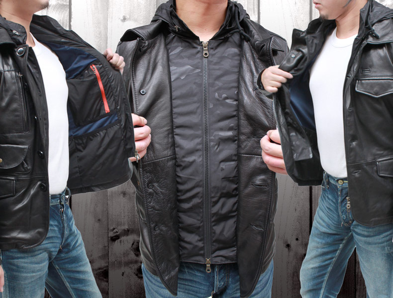 AVIREX(アヴィレックス) シープスキン コンビレイヤード レザー