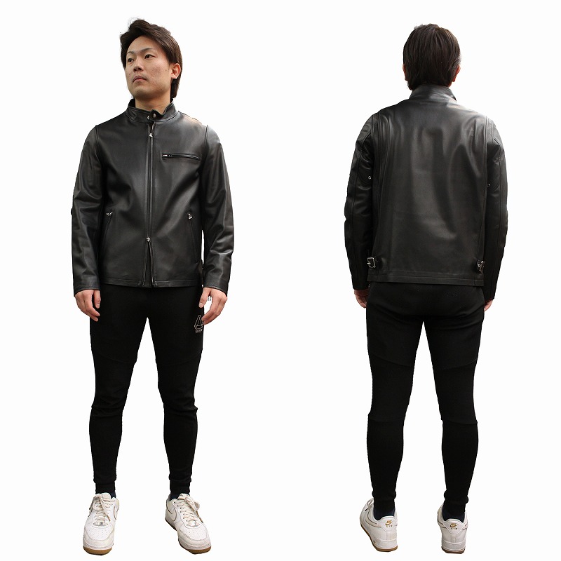 本革 シングルライダースジャケット メンズ ラムレザージャケット M/L