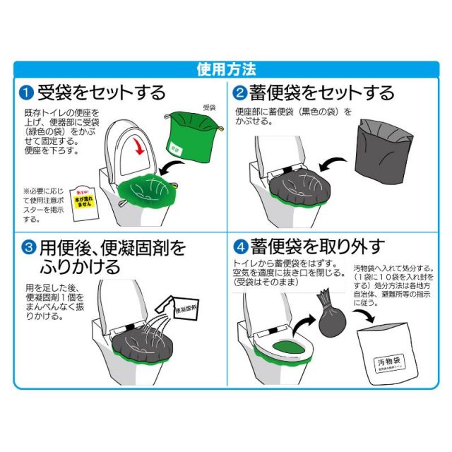緊急対策用トイレ ベンリー袋G 50回分セット 防臭袋プラス