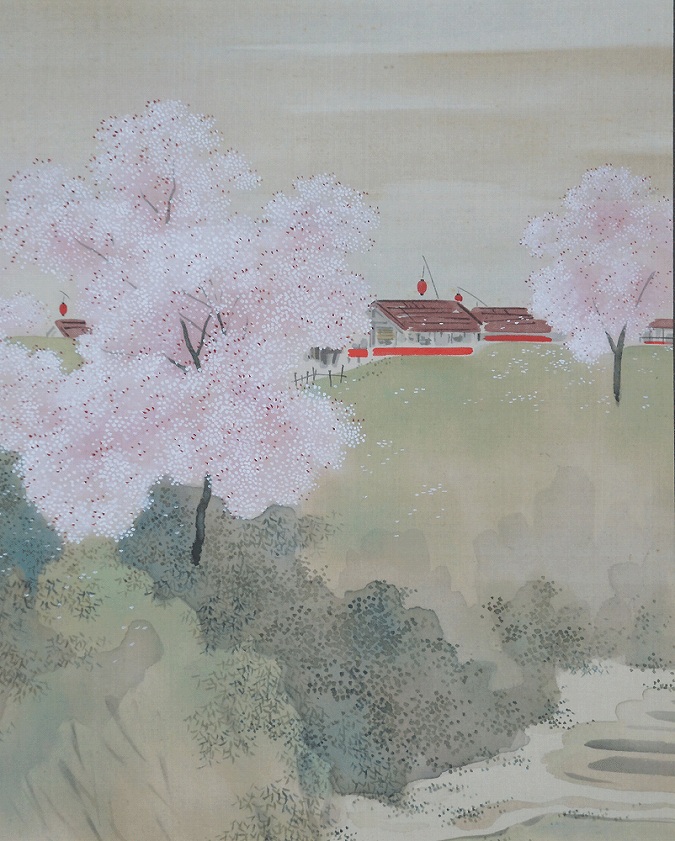 八重桜 掛け軸 掛軸 共箱あり 二重箱 31八重桜 掛け軸 掛軸 共箱あり 二