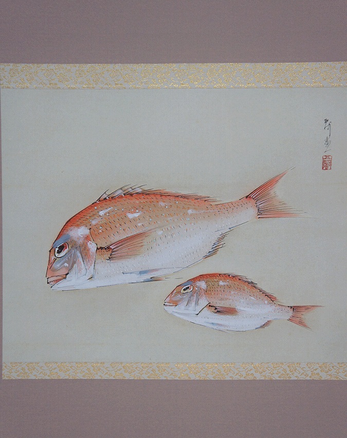 パイナップル図】佐野五風 2709 果物静物 掛け軸 肉筆 パイナップル図