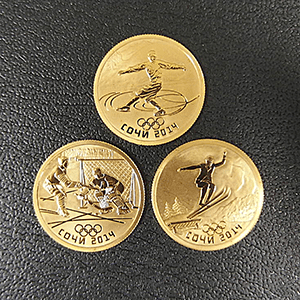 K24 ソチオリンピック50ルーブル (実測7.85～7.95g)×3枚セットの買取