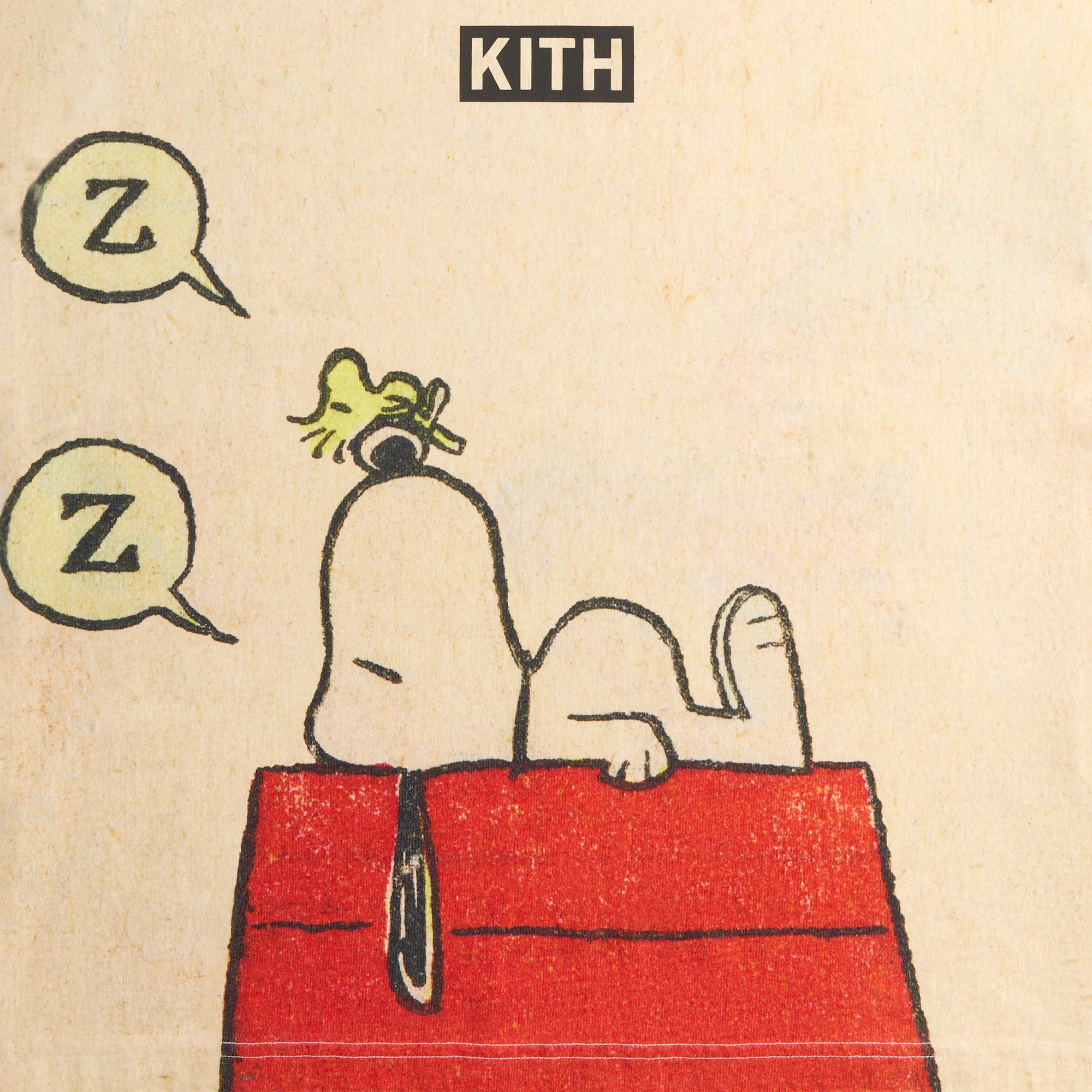 Kith for Peanuts Sleeping Doghouse Comic Vintage Tee - Sandrift