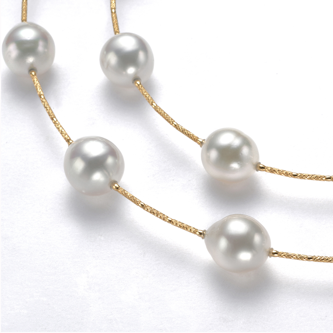 K18 南洋白蝶真珠 ロング ネックレス 88cm（12.3～12.8ミリ）｜真珠卸