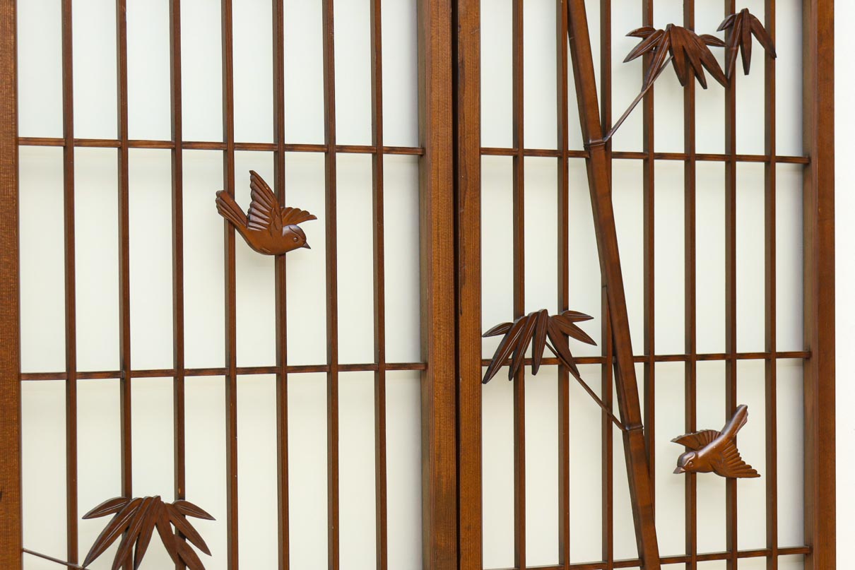 古色を帯びた風情溢れる竹雀の書院セット EZ2612 在庫3枚一組 – 古福庵