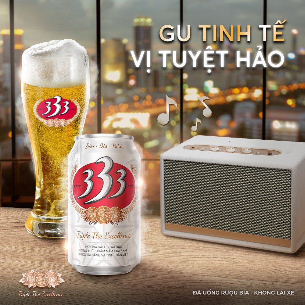 瓶）333 バーバーバー ベトナムビール 355ml - ベトナム輸入食品の