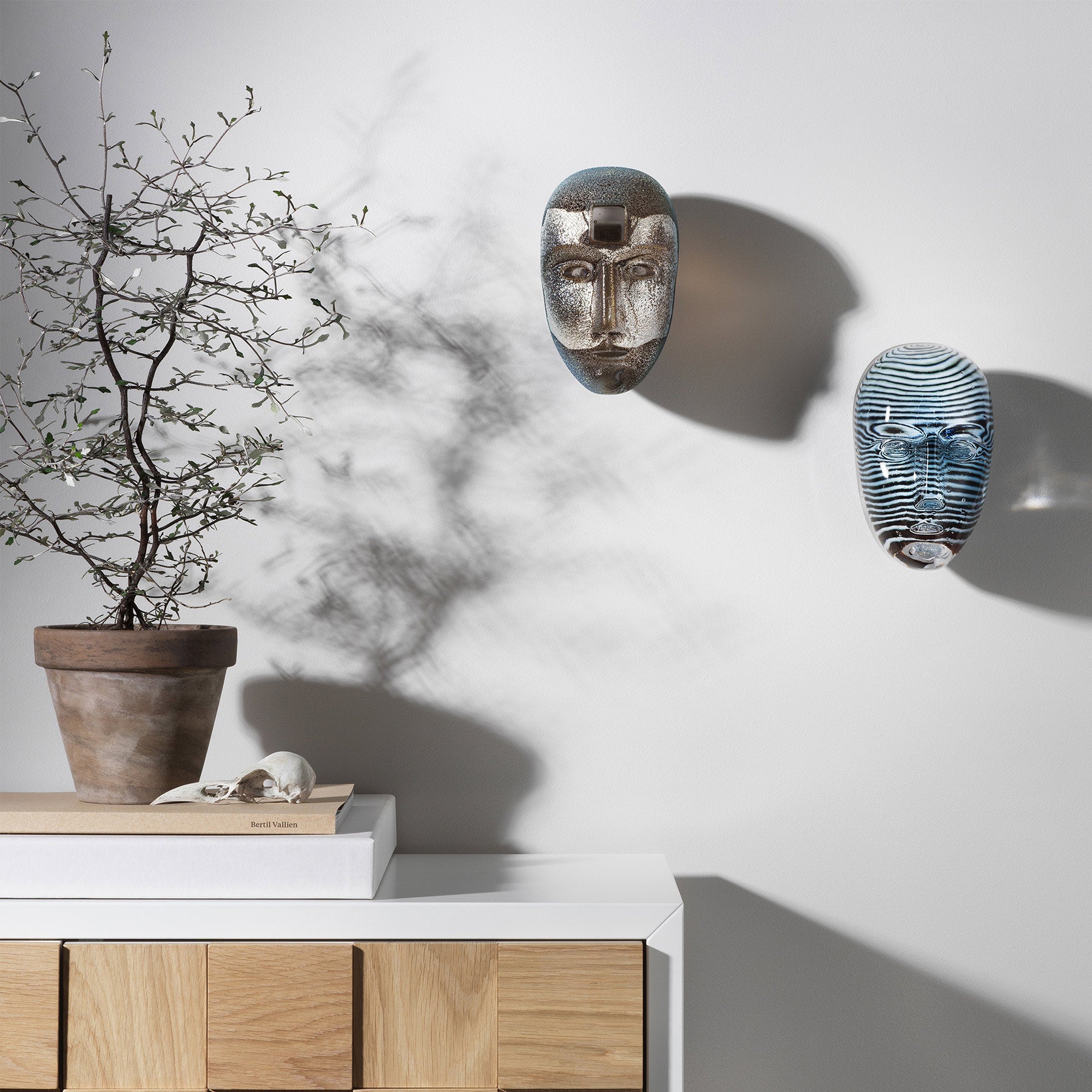 Kosta Boda Brains Look Blue Stripes Crystal Glass Art Decor