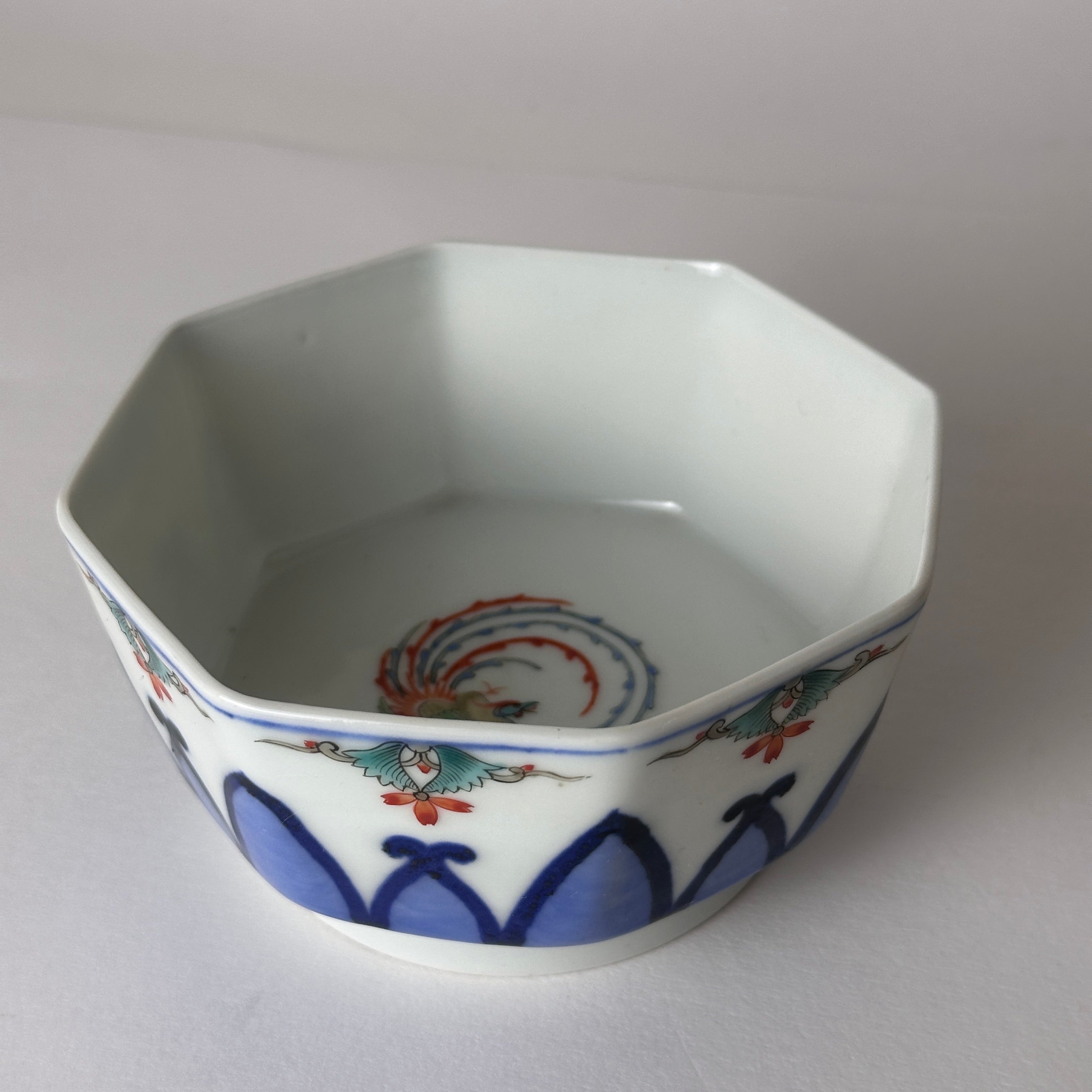 骨董 アンティーク 柿右衛門 竹に雀 八角 小鉢 向付 蕎麦猪口 カップ