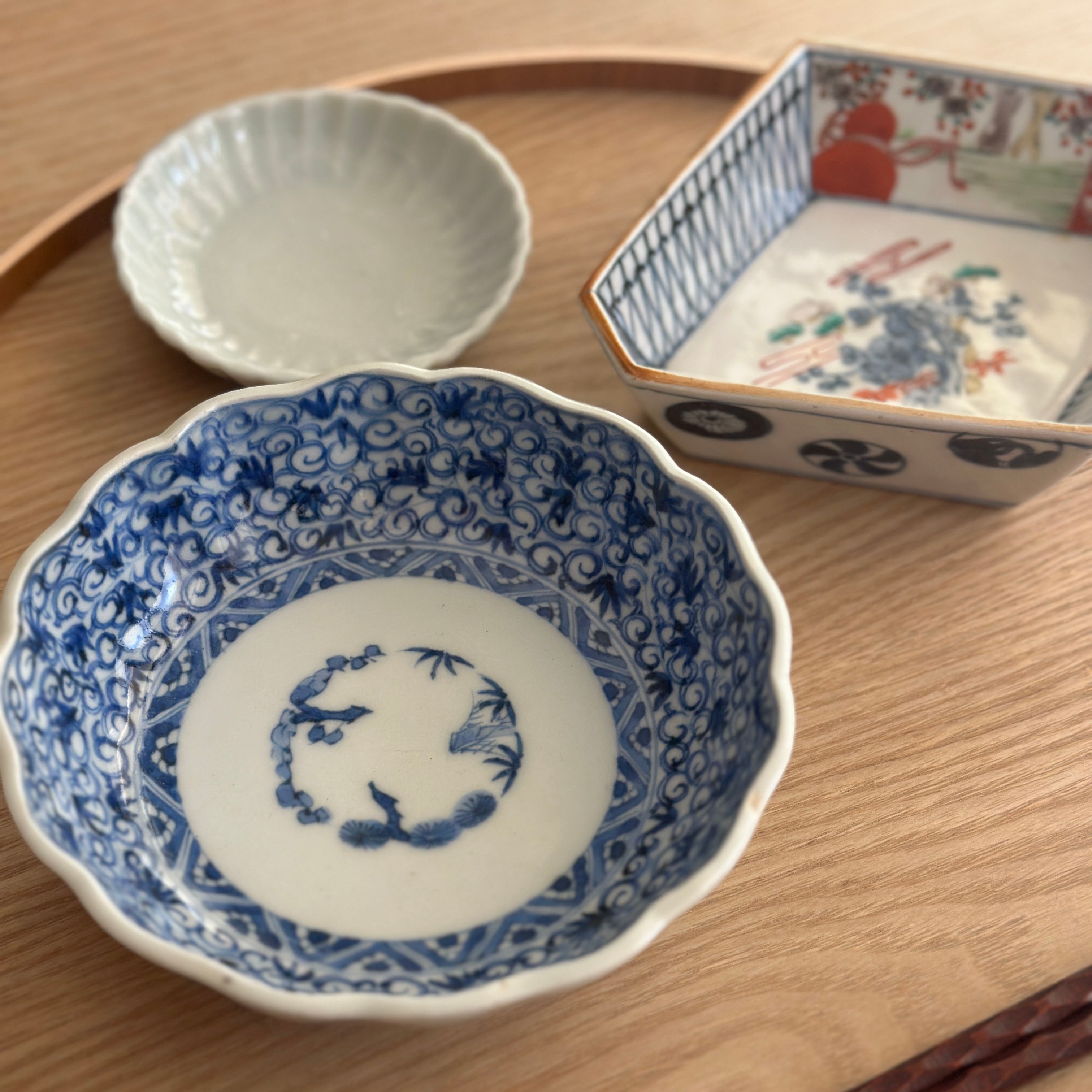 古伊万里 染付 船 五寸皿 5客揃 （GAA1DHP-044）