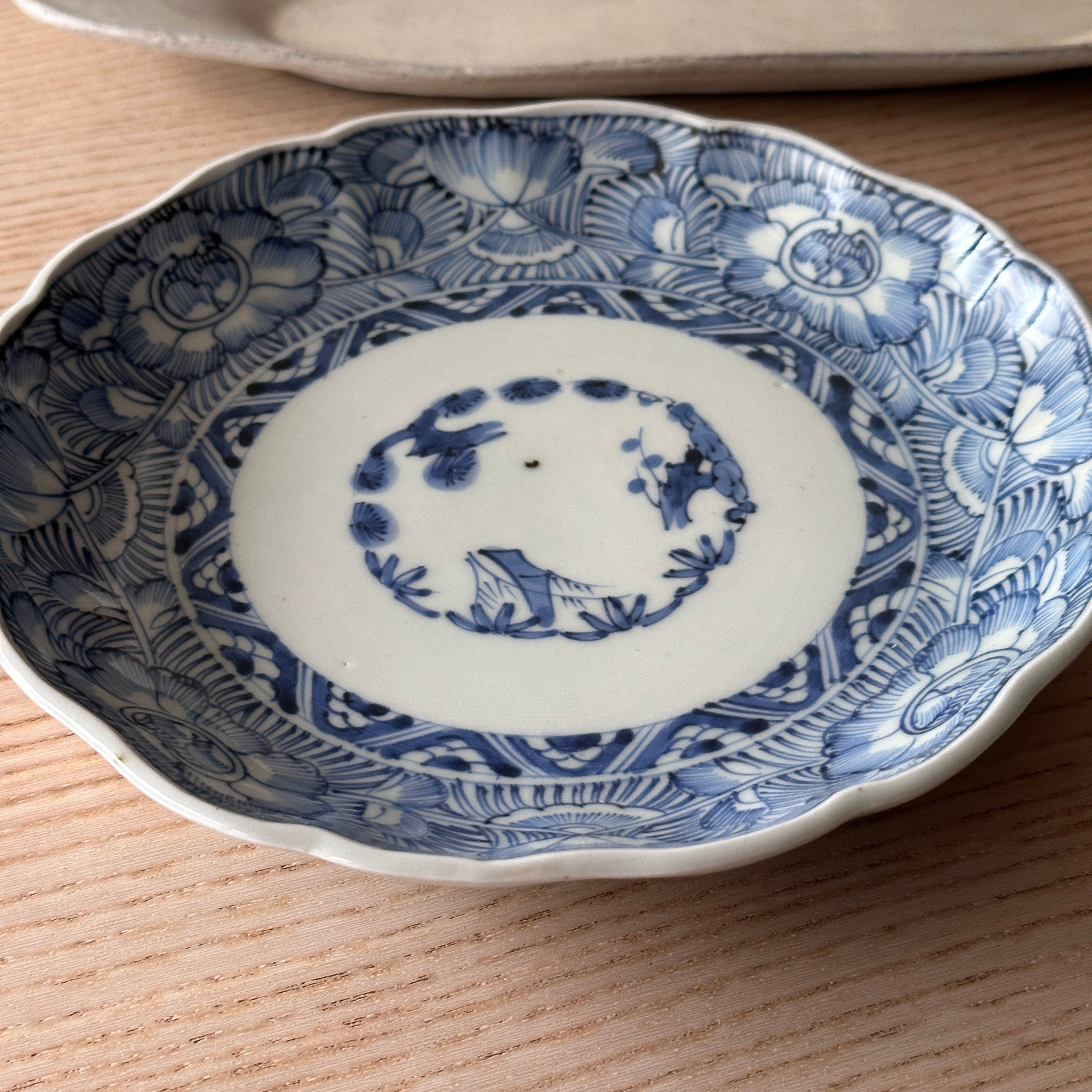 古伊万里 染付 墨弾き 丸紋の図 豆皿 手塩皿 2枚 C794AS-CRq 古伊万里