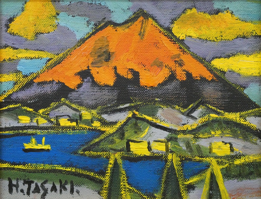 田崎広助『朱富士』リトグラフ E.A 1986年 額装◇状態綺麗です