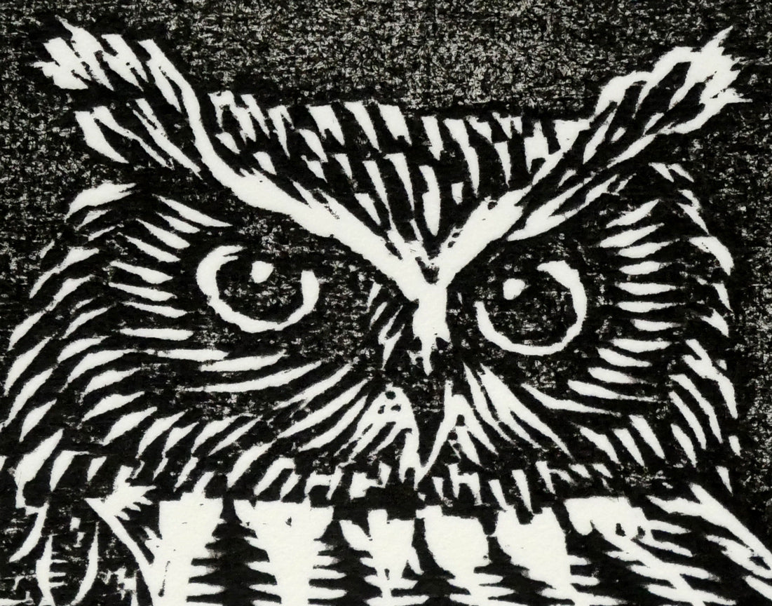 手島圭三郎「しまふくろう」木版画 絵画買取・販売の小竹美術