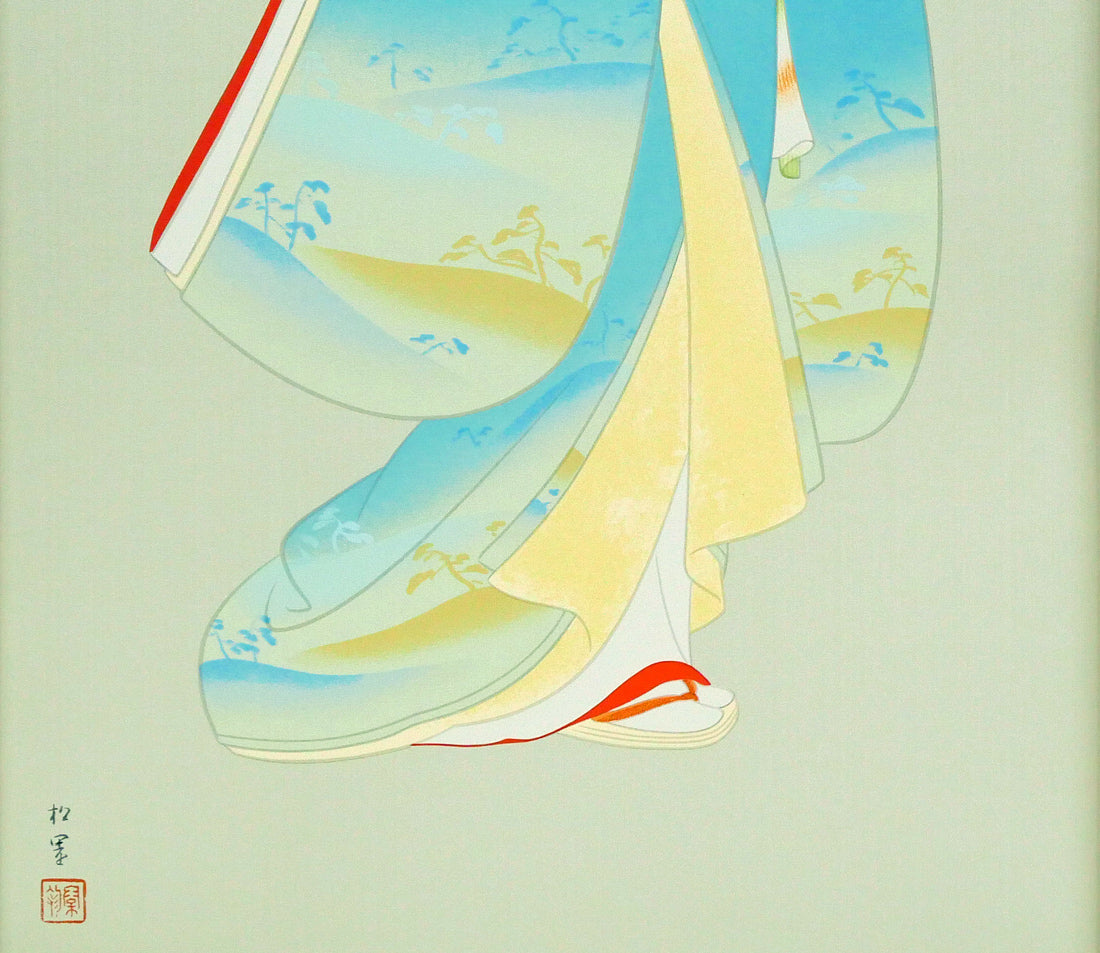 上村松園「春信」シルクスクリーン版画・絹本 絵画買取・販売の小竹美術