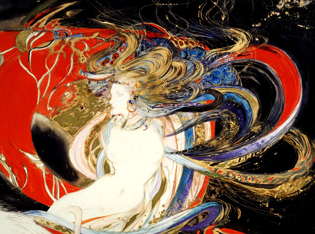 天野喜孝「飛天 朱 C／C」シバクローム 絵画買取・販売の小竹美術