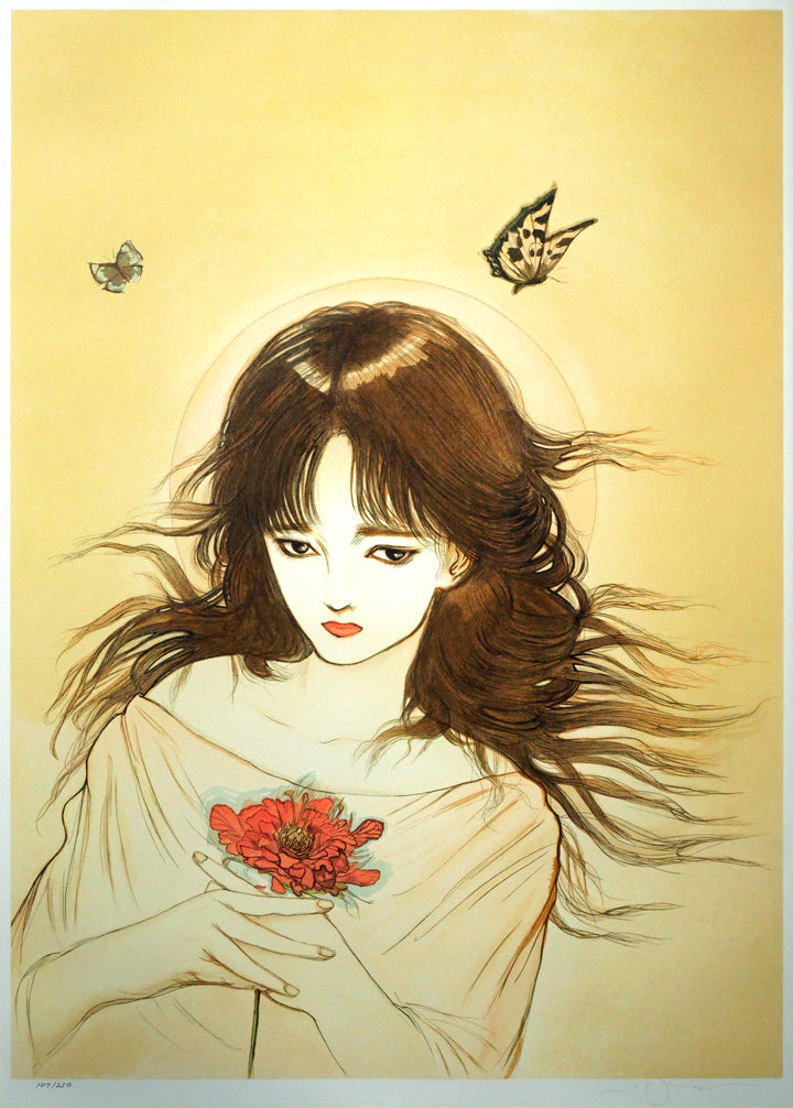 真作保証 天野喜孝 少女 絵画 ティナ ファイナルファンタジー6 真作