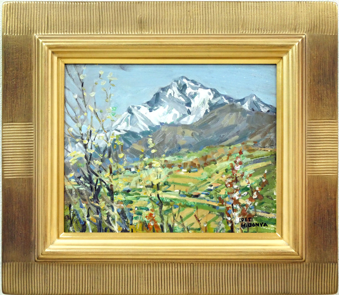 萬谷藤男「岬（北海道風景）」油絵・F6号 絵画買取・販売の小竹美術