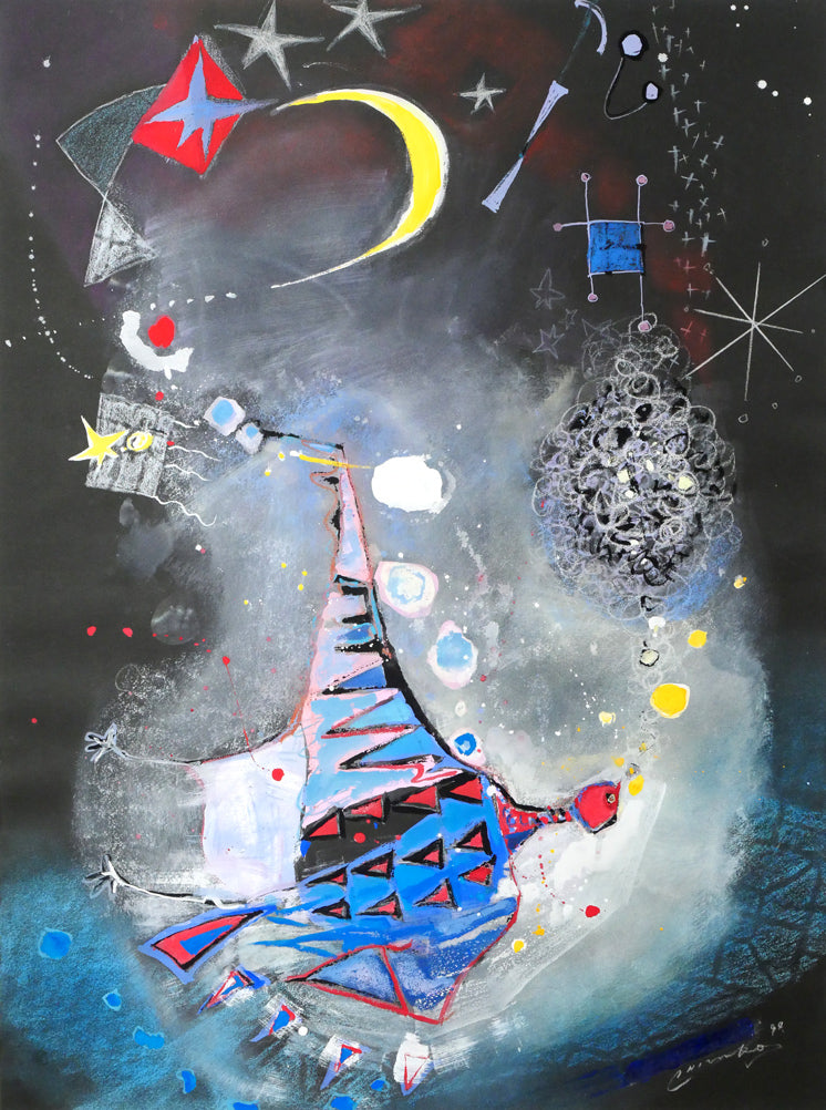 藤野千鶴子「宙（そら）」水彩・パステル画併用・20号 絵画買取・販売