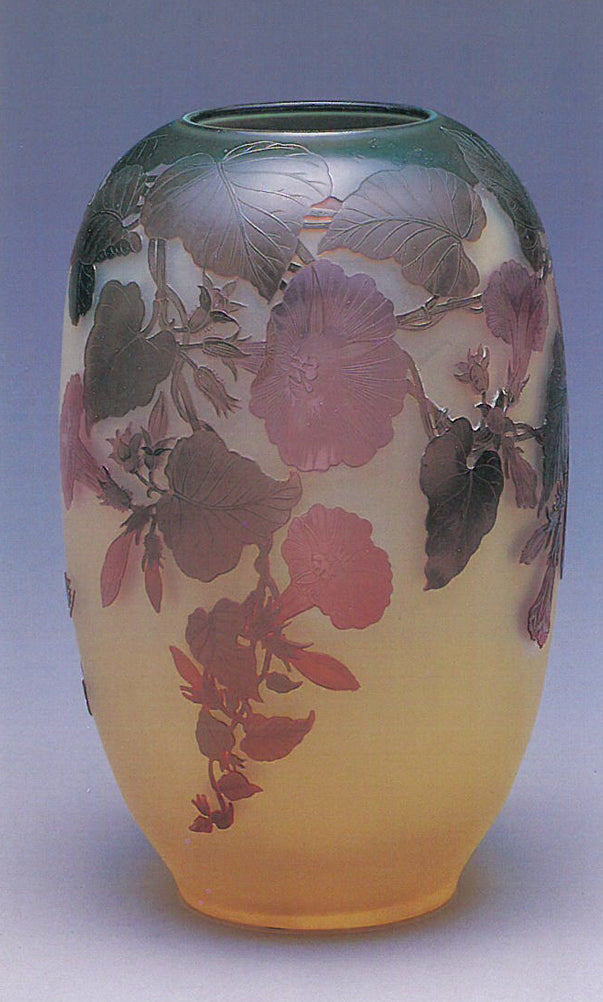 エミールガレ カメオ彫り 茶器 茶碗 ガラス 置物 花柄 朝顔 マルチ