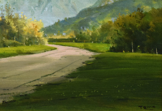 林朝路「スイス風景」油絵・P8号 絵画買取・販売の小竹美術