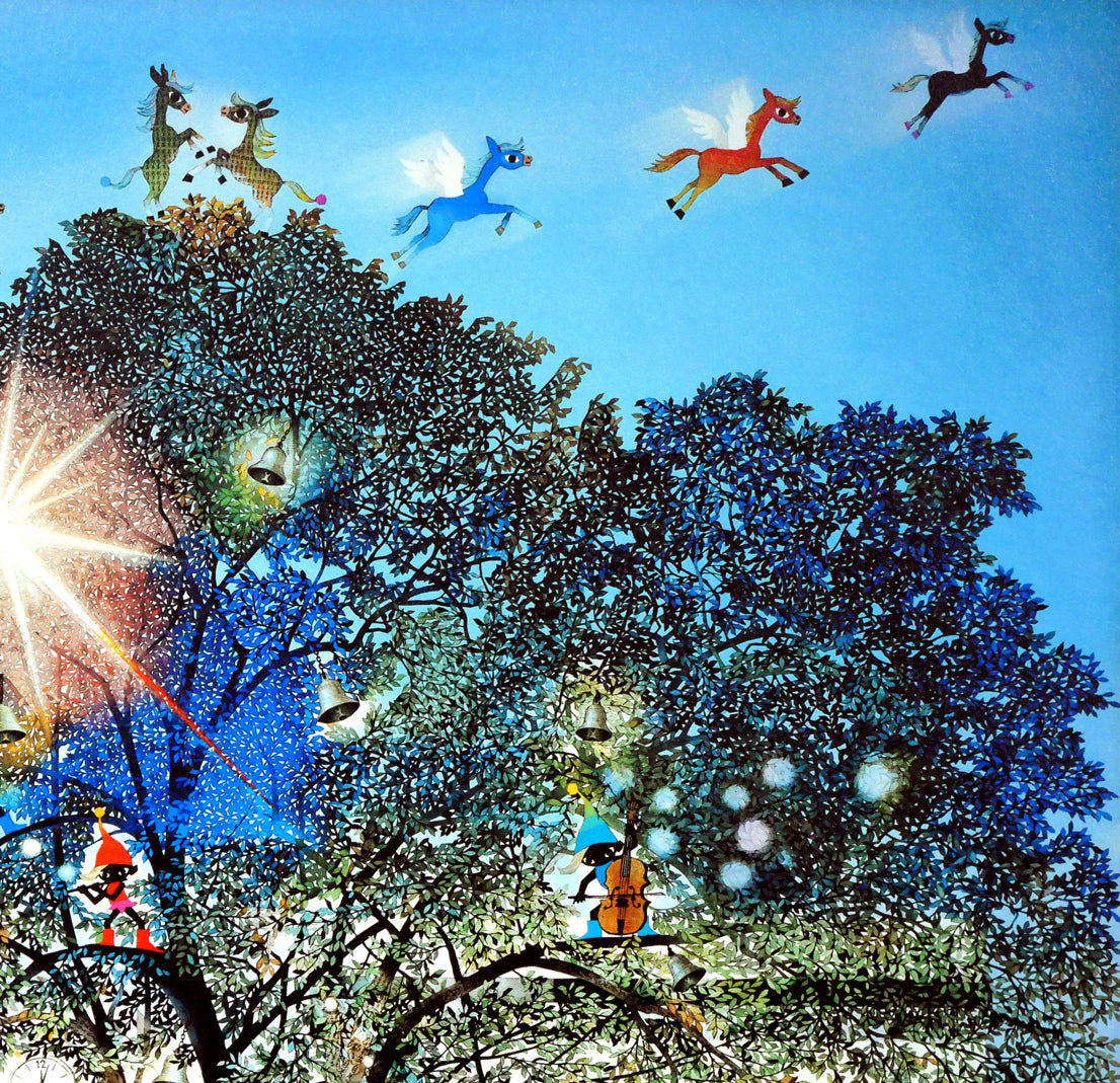 藤城清治「光陰の中の巣立つ子馬たち」レフグラフファイン版画 絵画