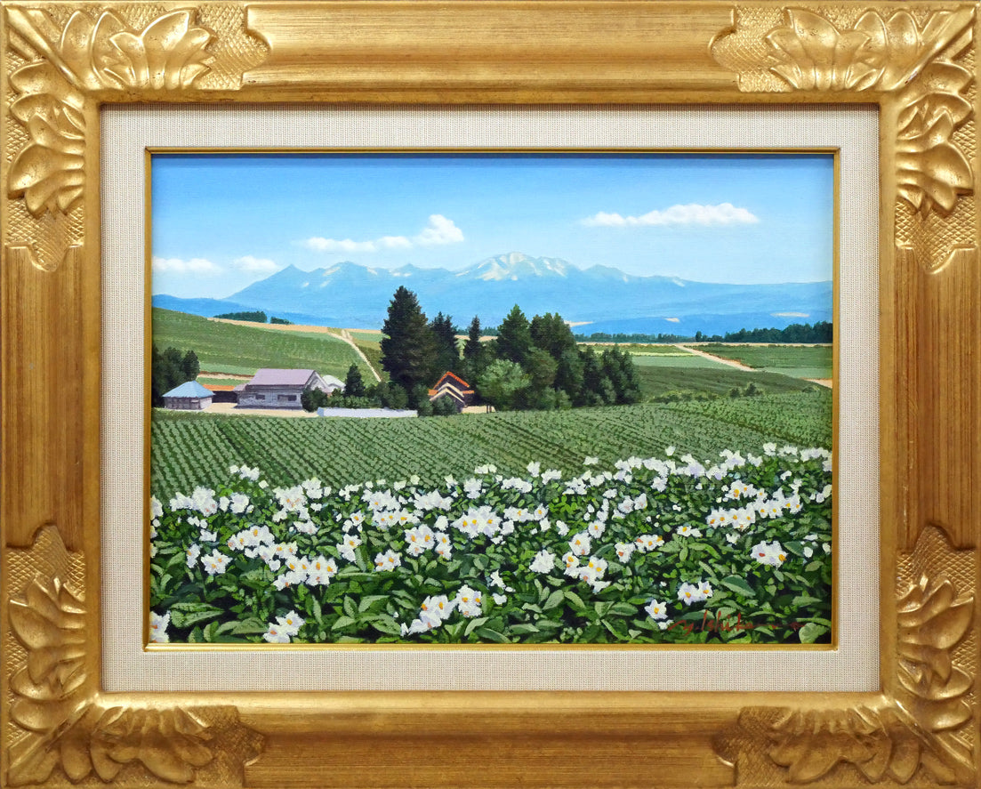 石川雄一「ラベンダーと十勝岳（富良野）」油絵・P15号 絵画買取・販売