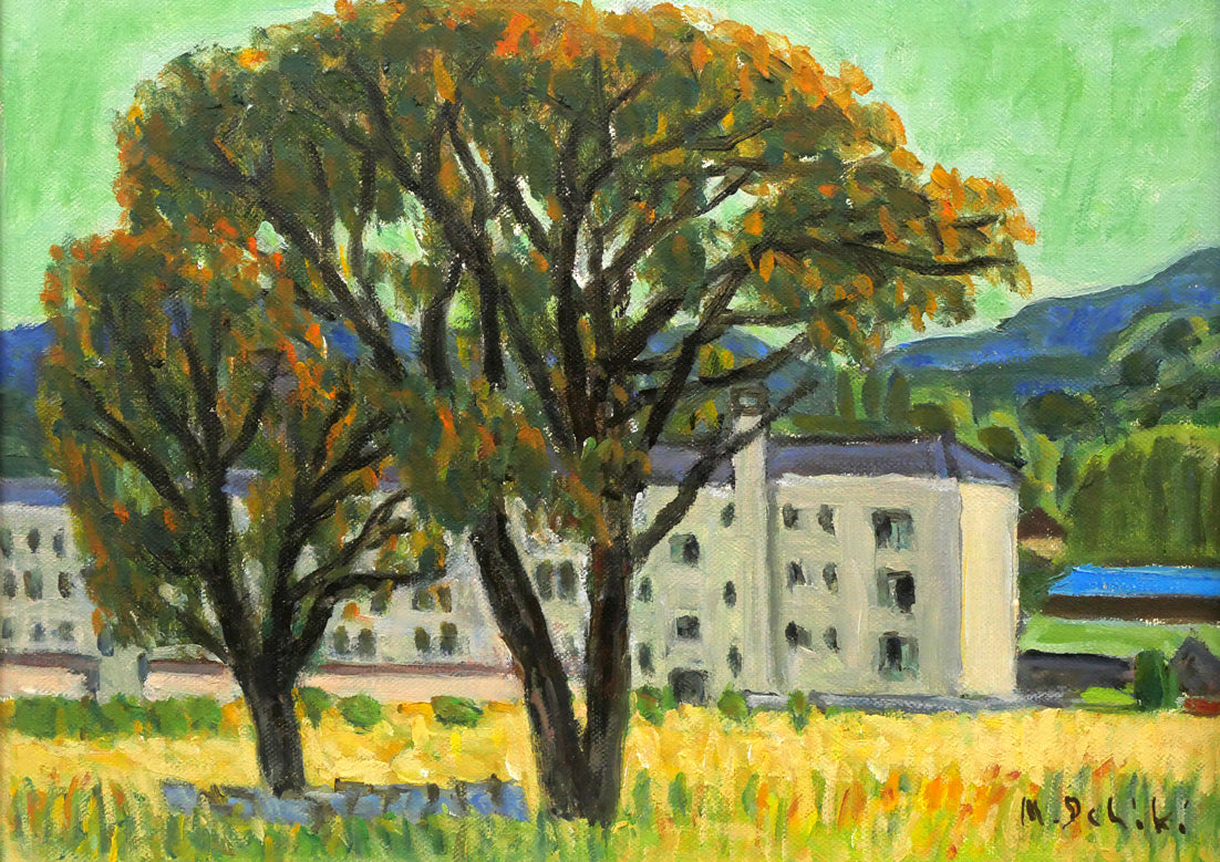 井上 司「オリーブの木と海 」油彩 F8 井上 司「オリーブの木と海