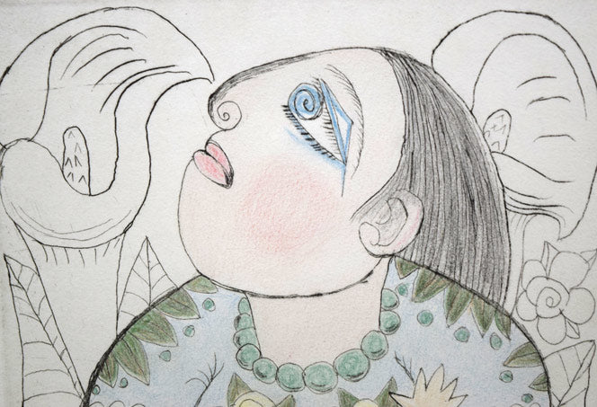 北川民雄「母子像」銅版画に手彩色 絵画買取・販売の小竹美術