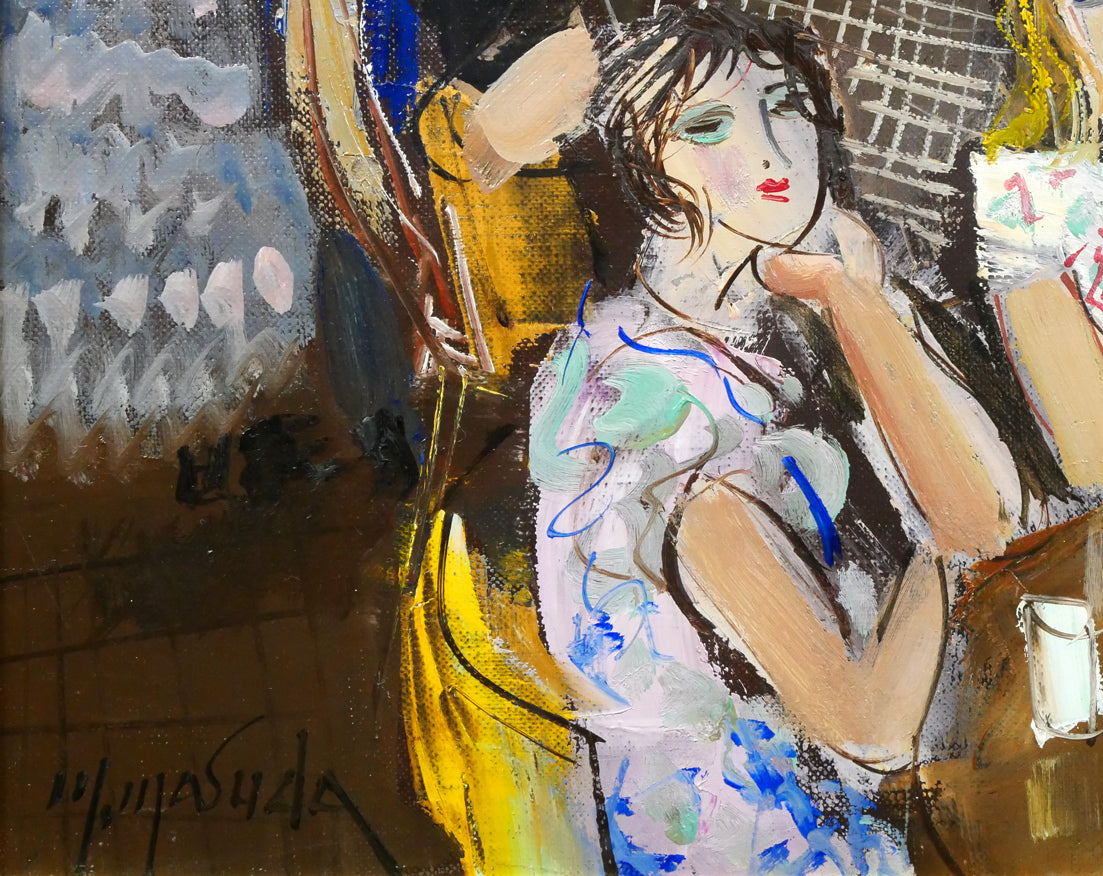 増田誠「キャフエーテラス」油絵・F6号 絵画買取・販売の小竹美術