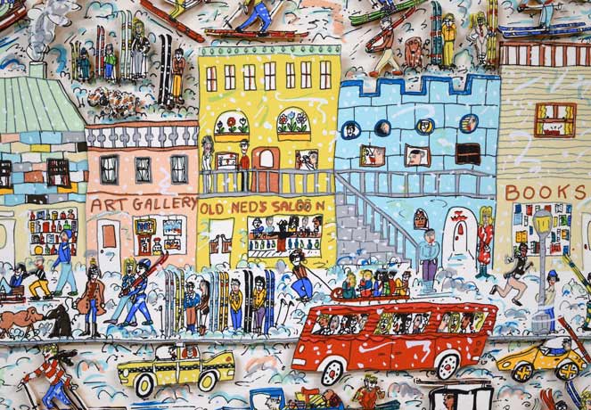 絵画 リトグラフ大 教会のある街 ジェームス・フォード 新品額装 箱付