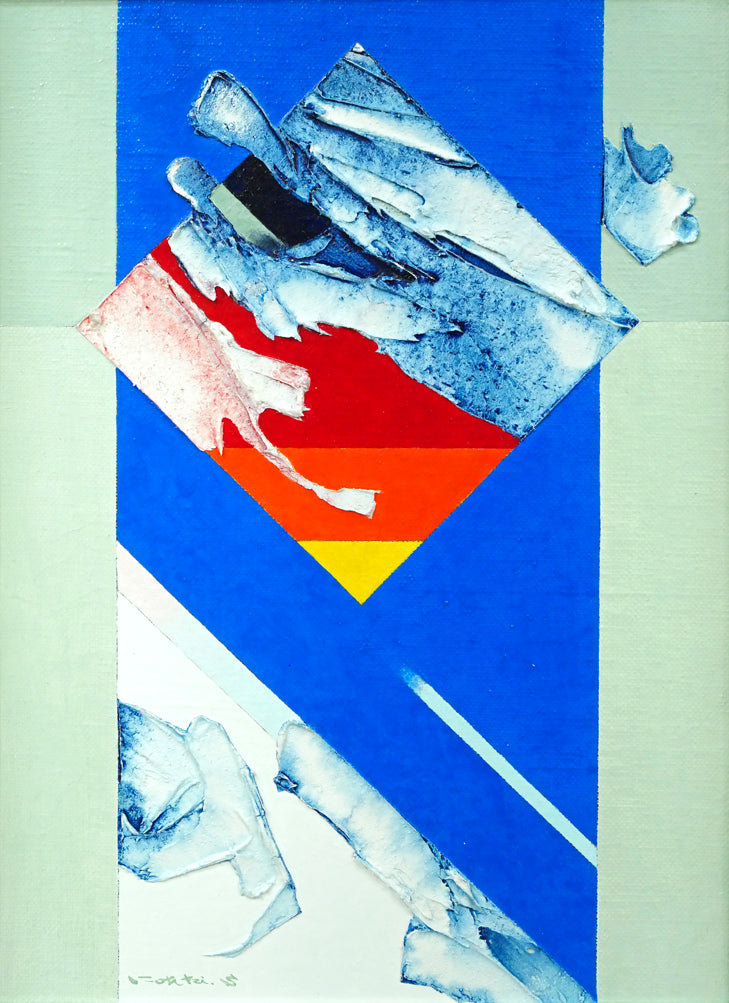 保管品】掛軸 英峰『赤富士図』絹本 共箱付 掛け軸 廊7-2