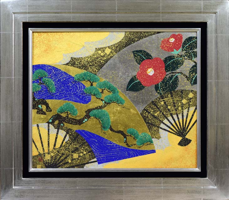 掛け軸 酒井抱一「七草図」 絹本 複製品 共箱 認定書付 掛け軸 酒井抱