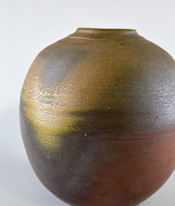 No.654やきもの 人間国宝藤原雄 備前壷 共箱 美品 No.654