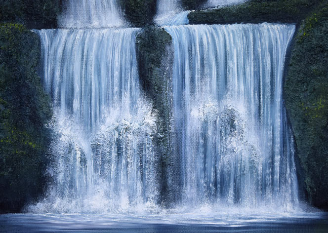 森田哲隆「関之尾滝（宮崎県都城）」油絵・F8号 絵画買取・販売の小竹美術