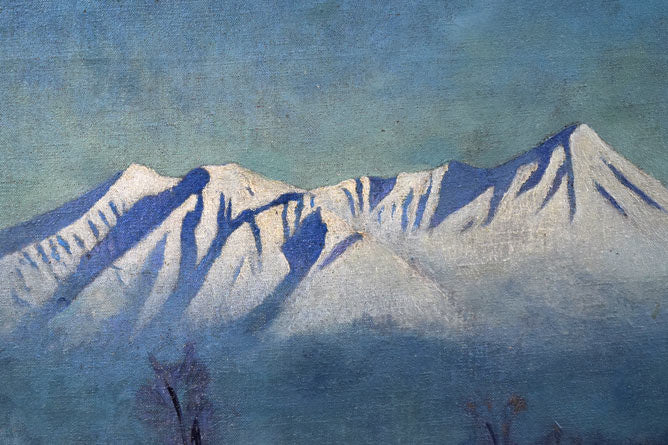村田丹下「大雪山」油絵・P8号 絵画買取・販売の小竹美術