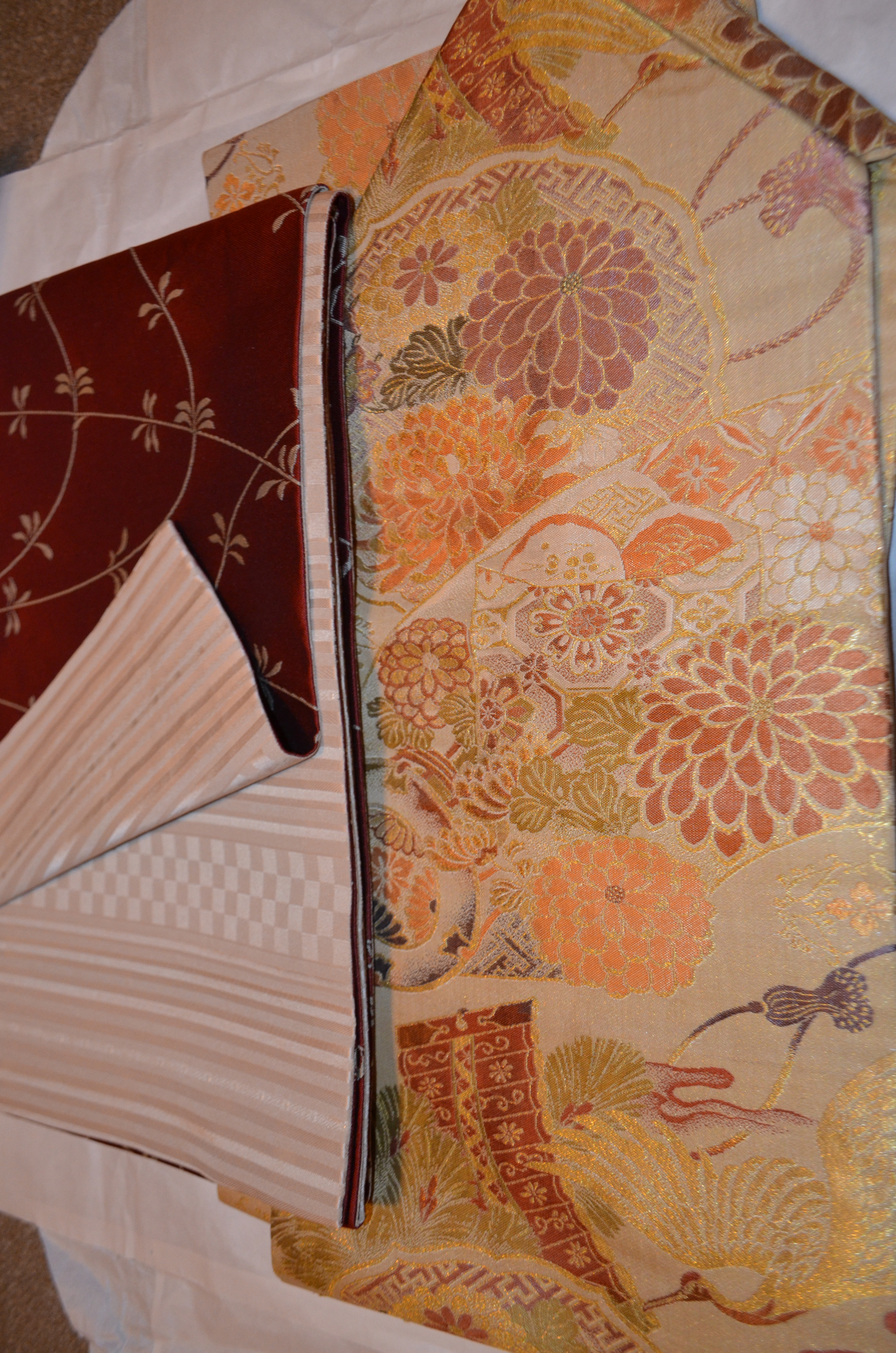 お琴カバー ゆたん ☆琴カバー 琴油単（ゆたん） 絹袋帯リメイク 橙色