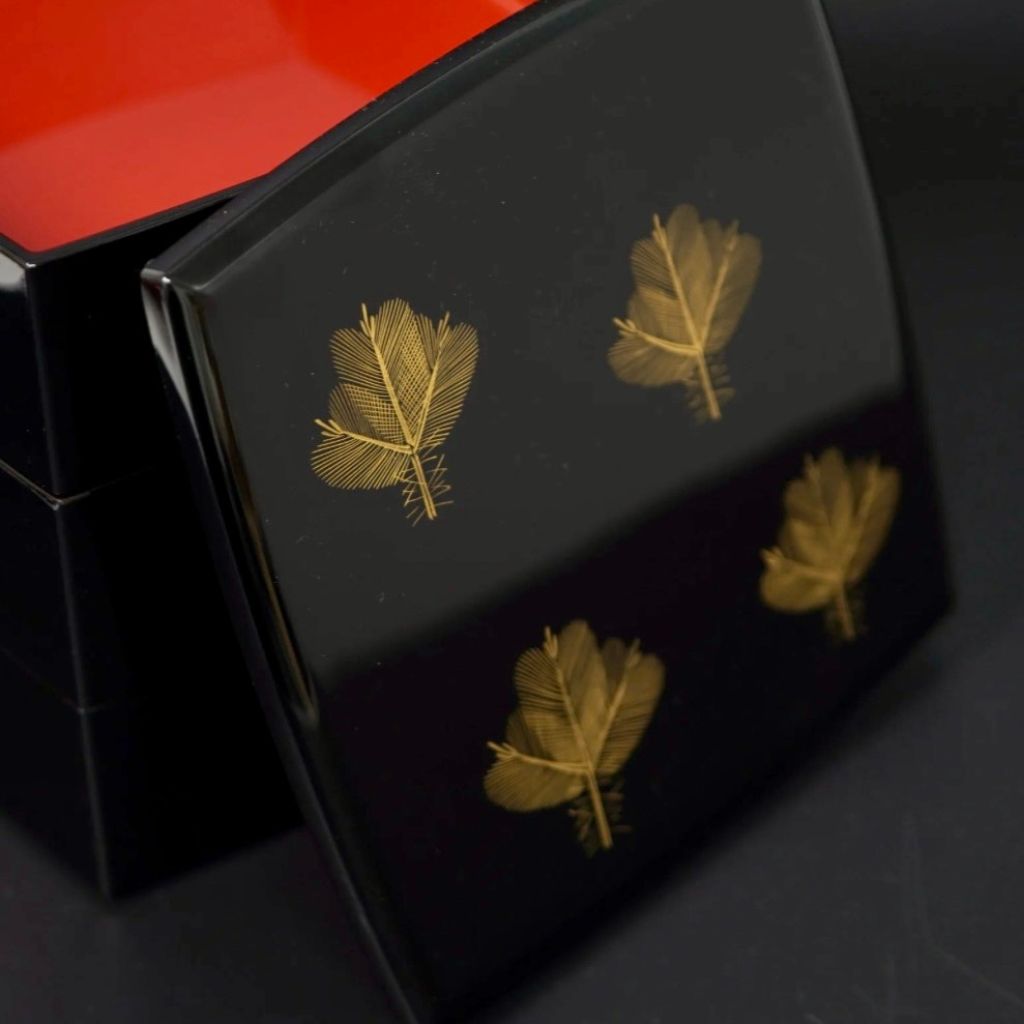 越前 若松沈金6.0重箱 黒内朱 – 漆器 高翆