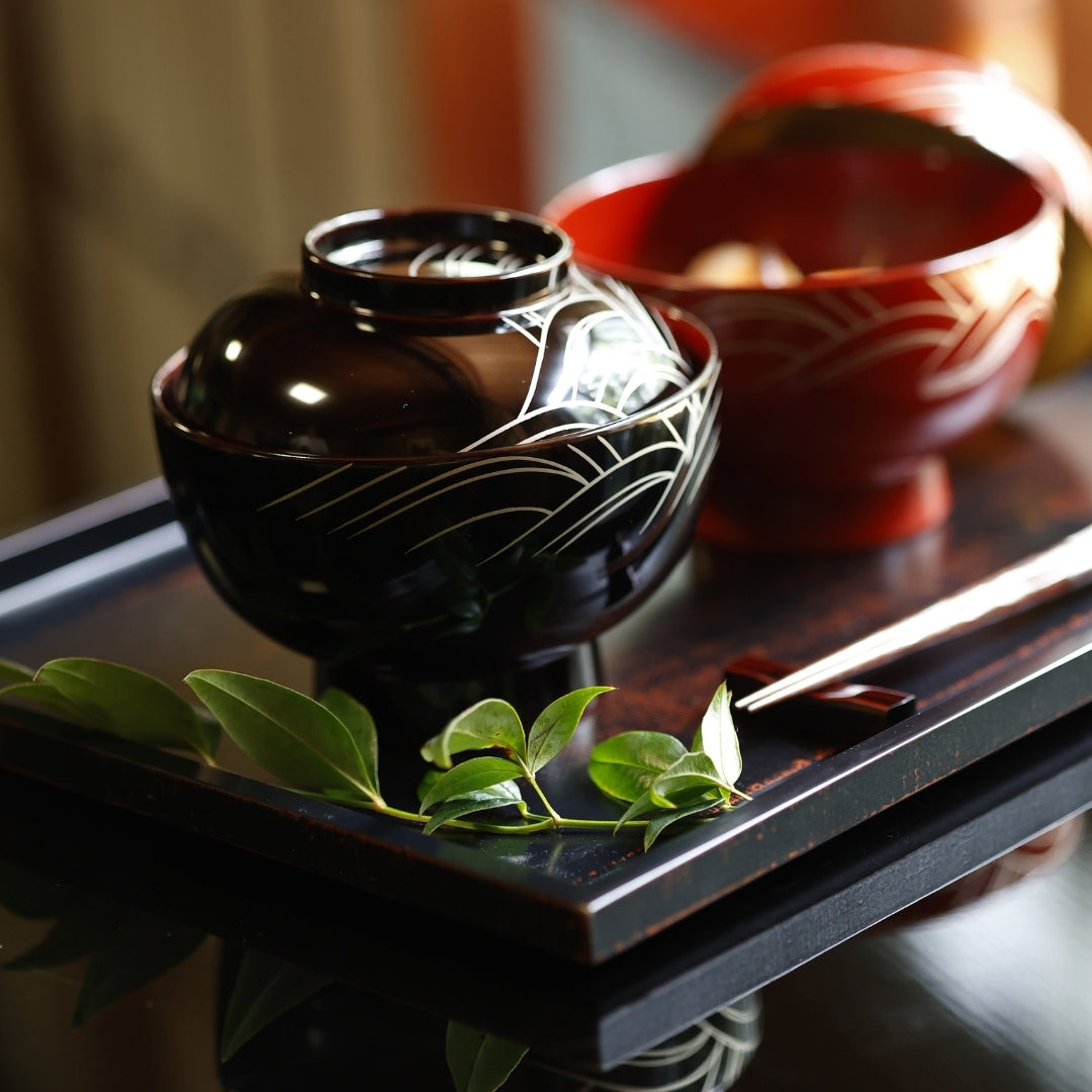 越前塗 布かすみ 長角膳 – 漆器 高翆