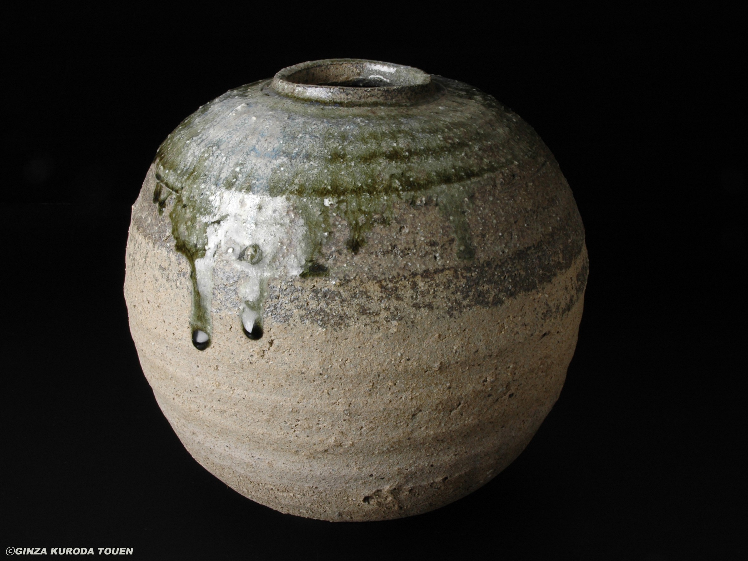 陶芸家加守田章二灰釉丸壺飾り壺花器花入箱なし益子焼